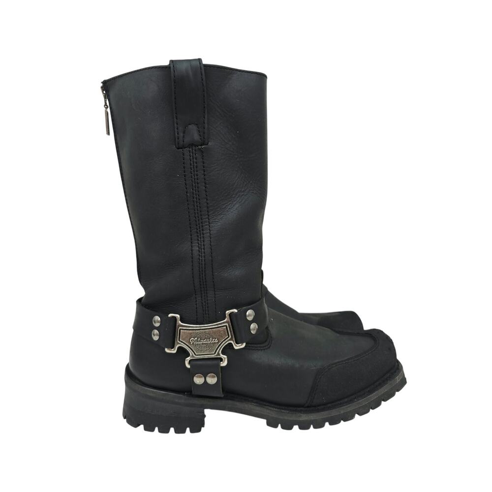 Milwaukee Motorcycle Clothing Company Harness Leather Boots Black 11